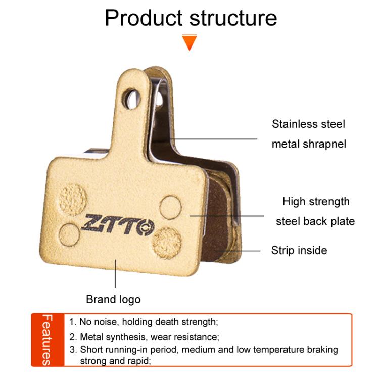 2pairs ZTTO Mountain Bike Full Metal Copper Base Lining Oil Disc Block Brake Pad, Model: MJ-11H by ZTTO