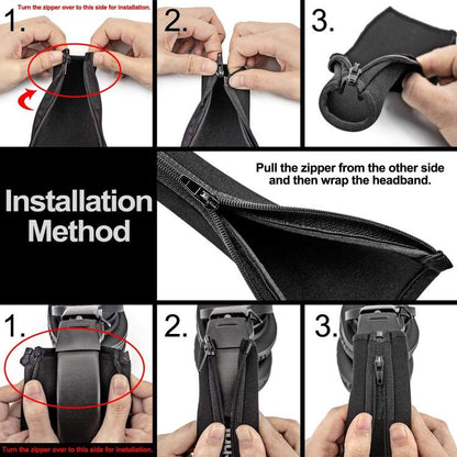 For Sony WH-1000XM4 Headphones Headband Protective Cover Replacement Parts, Spec: Leather Zipper Gold by bashfashion