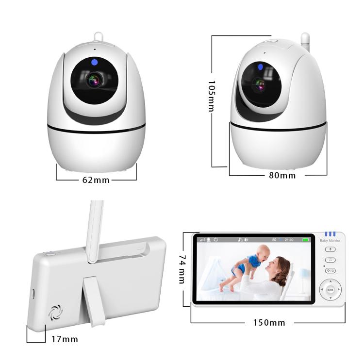5 inch 1080P HD Baby Watcher Baby Monitor Camera US Plug by bashfashion