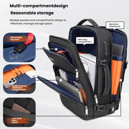 Wiersaam Men Anti-Theft Business Laptop Backpack 15.6 Inch Computer Bag With USB & Type-C Charging Ports(Gray) by Wiersaam