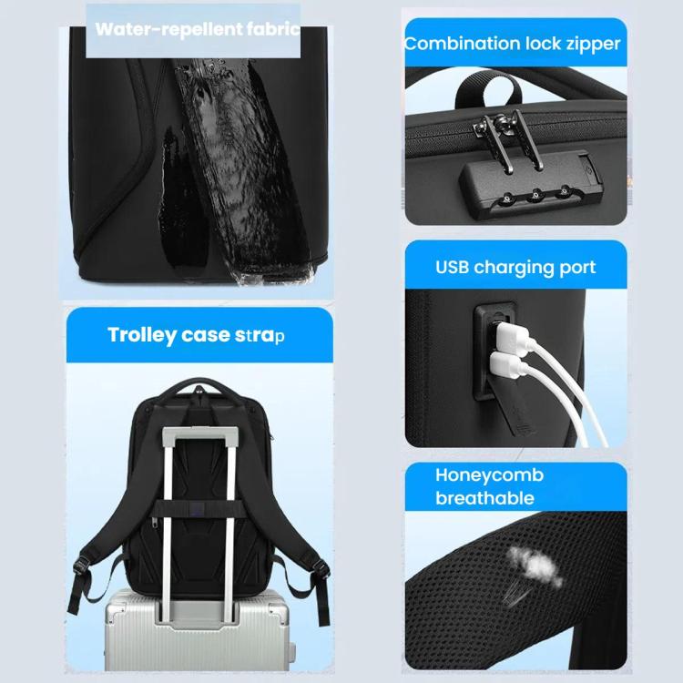 Wiersaam Men Anti-Theft Business Travel Backpack Water-Resistant Laptop Backpack With USB Charging Port(Black) by wiersaam