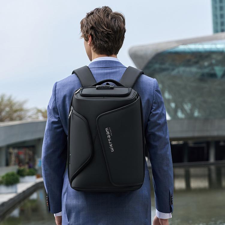 Wiersaam Men Anti-Theft Business Travel Backpack Water-Resistant Laptop Backpack With USB Charging Port(Black) by wiersaam