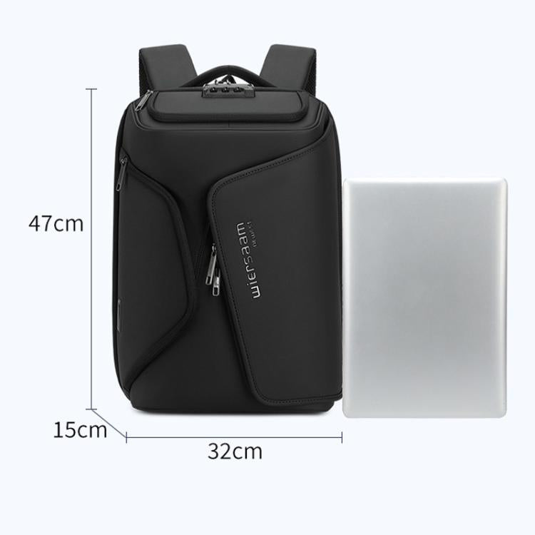 Wiersaam Men Anti-Theft Business Travel Backpack Water-Resistant Laptop Backpack With USB Charging Port(Gray) by wiersaam