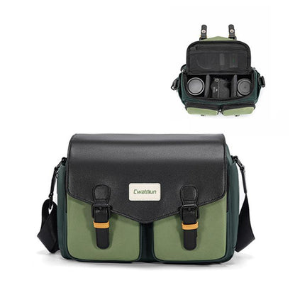 Cwatcun D99 Medium Shoulder Camera Bag Multi-functional Casual Color Clash Lightweight Storage Bag by Cwatcun
