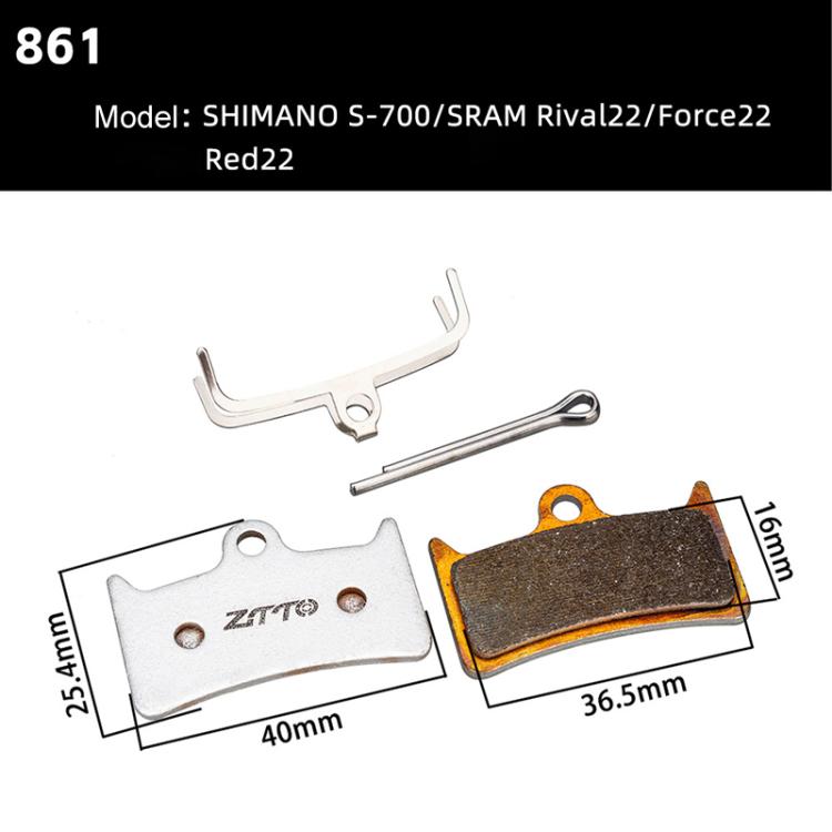 2pairs ZTTO Bicycle Metal Sintered Cable Mountain Road Bike Electrical Scooter Disc Brake Linings, Style: 861 by ZTTO