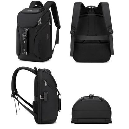 Wiersaam WY68173 Men Waterproof Anti-Theft Business Backpack With Lock & USB Ports(Black) by wiersaam