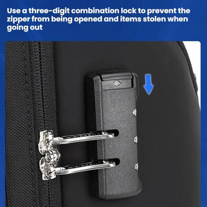 Wiersaam WY68173 Men Waterproof Anti-Theft Business Backpack With Lock & USB Ports(Black) by wiersaam