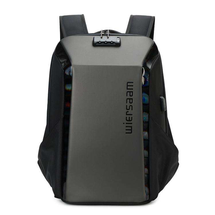 Wiersaam WY1350 Men Anti-Theft Business Backpack Laptop Bag For Travel With Password Lock(Space Gray) by wiersaam