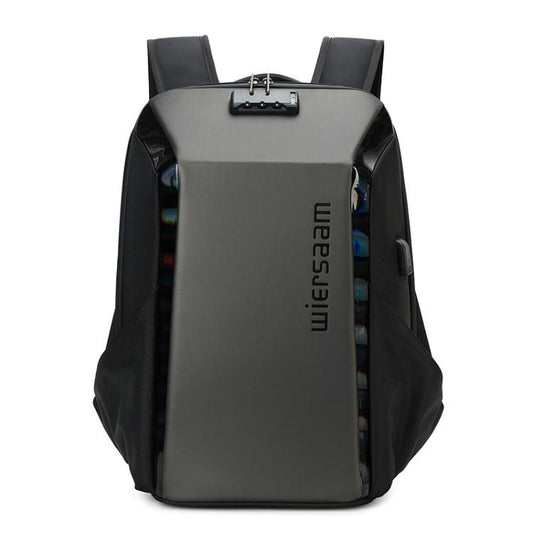 Wiersaam WY1350 Men Anti-Theft Business Backpack Laptop Bag For Travel With Password Lock(Space Gray) by wiersaam