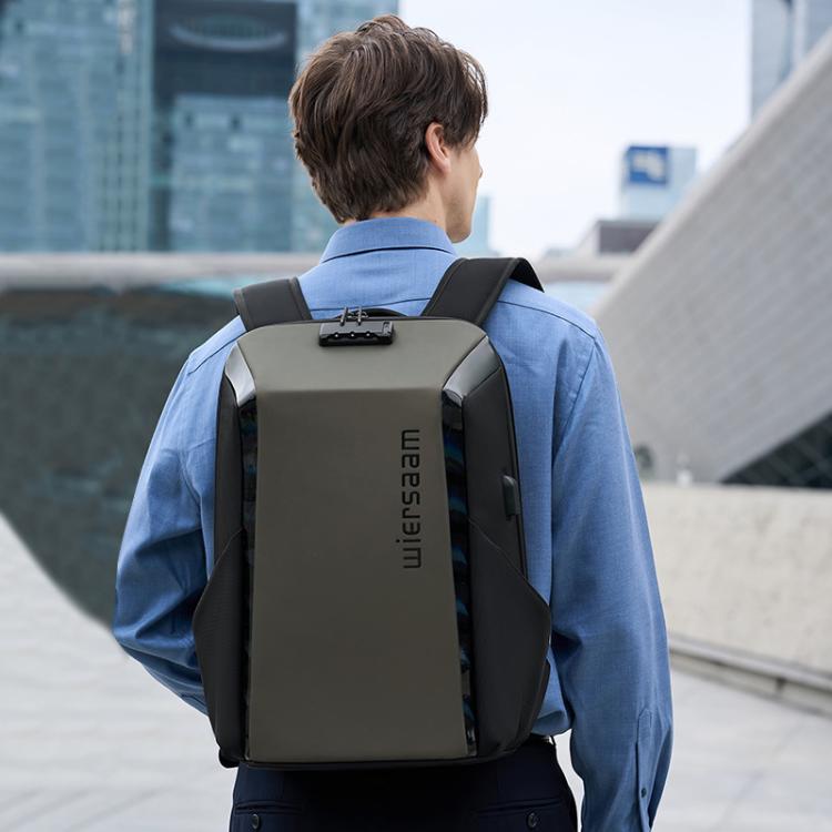 Wiersaam WY1350 Men Anti-Theft Business Backpack Laptop Bag For Travel With Password Lock(Space Gray) by wiersaam