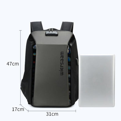 Wiersaam WY1350 Men Anti-Theft Business Backpack Laptop Bag For Travel With Password Lock(Space Gray) by wiersaam