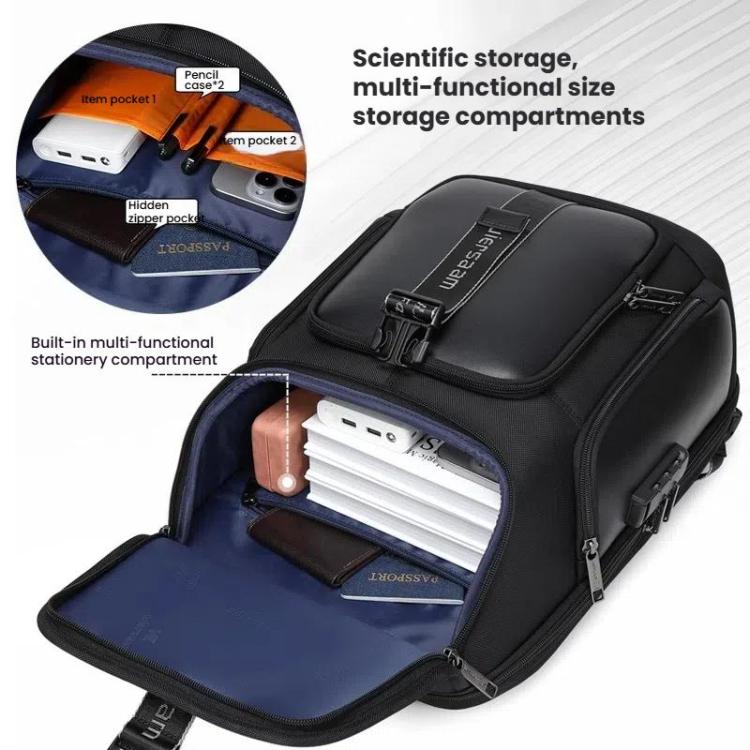 Wiersaam WY1200 Men Waterproof Anti-Theft Business Backpack Multiple Organizer Compartments(Black) by wiersaam