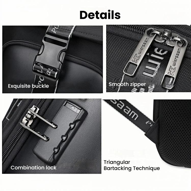 Wiersaam WY1200 Men Waterproof Anti-Theft Business Backpack Multiple Organizer Compartments(Black) by wiersaam