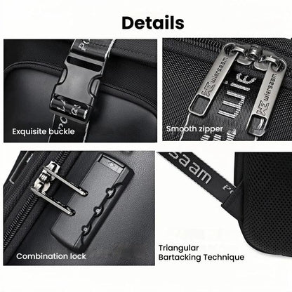 Wiersaam WY1200 Men Waterproof Anti-Theft Business Backpack Multiple Organizer Compartments(Black) by wiersaam