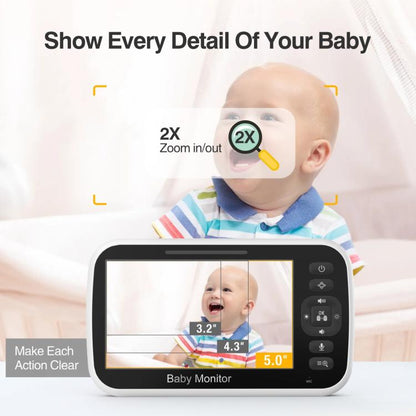 5 inch LCD Screen Auto Night Vision Baby Monitor UK Plug by bashfashion
