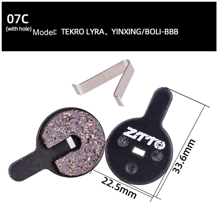 2pairs ZTTO Bicycle Disc Braking Pads Mountain Bike Semi-Metallic Resin Brake Pads, Model: MS-07C With Hole by ZTTO
