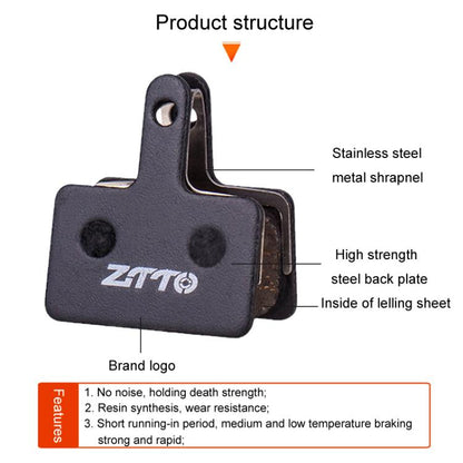 2pairs ZTTO Bicycle Disc Braking Pads Mountain Bike Semi-Metallic Resin Brake Pads, Model: MS-05B by ZTTO