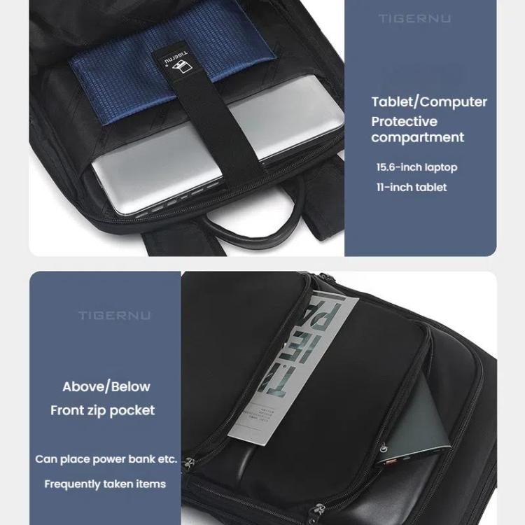 Tigernu T-B9121 15.6 Inch Men Expandable Waterproof Lightweight Laptop Backpack With Floating Zipper by Tigernu