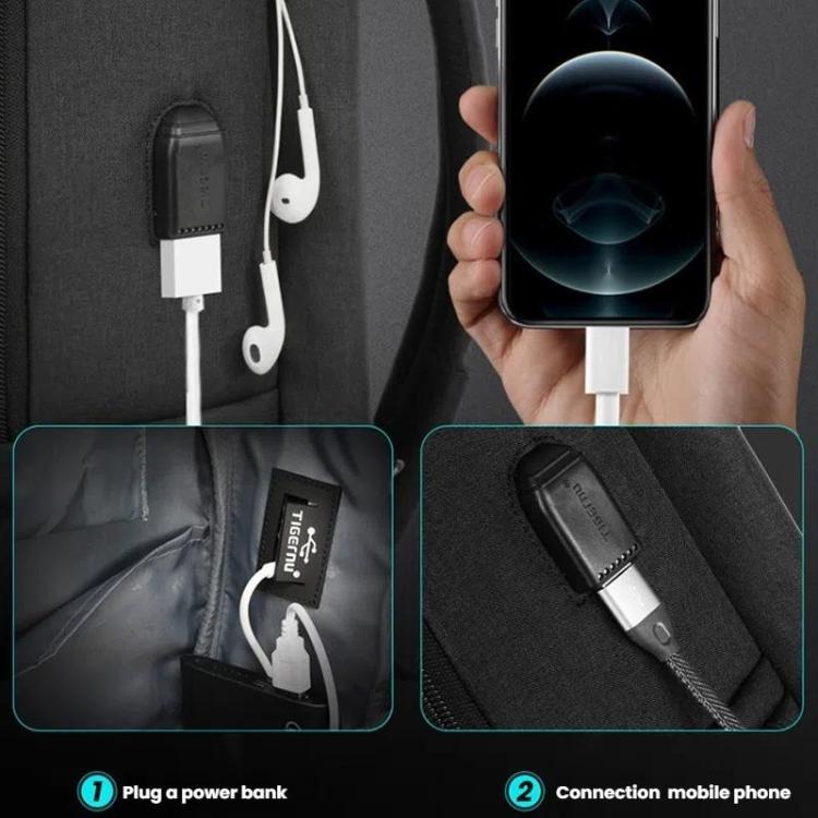 Tigernu 15.6-inch Standard Men Anti-Theft Laptop Backpack with USB Charging Port, Headphone Hole & Comfort Shoulder Straps for Travel, Work Commute(Black) by Tigernu