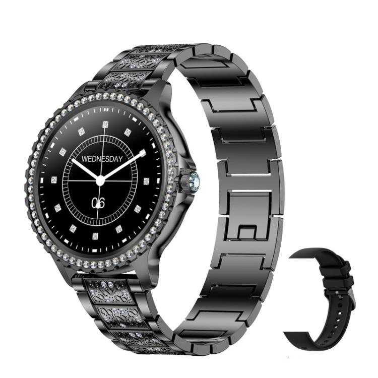 Bluetooth Calling AI Voice Assistant Life Waterproof Sports Smartwatch, Color: Black Rough Steel Strap+Black Silicone Strap by bashfashion