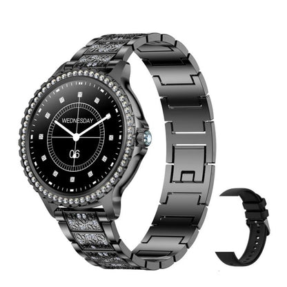 Bluetooth Calling AI Voice Assistant Life Waterproof Sports Smartwatch, Color: Black Rough Steel Strap+Black Silicone Strap by bashfashion