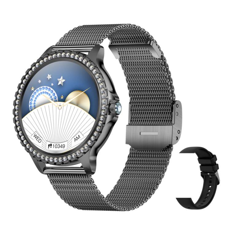 Bluetooth Calling AI Voice Assistant Life Waterproof Sports Smartwatch, Color: Black Mesh Strap+Silicone Strap by bashfashion