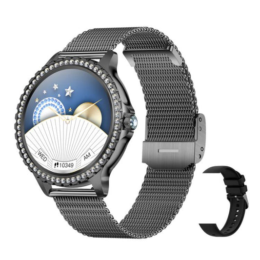 Bluetooth Calling AI Voice Assistant Life Waterproof Sports Smartwatch, Color: Black Mesh Strap+Silicone Strap by bashfashion