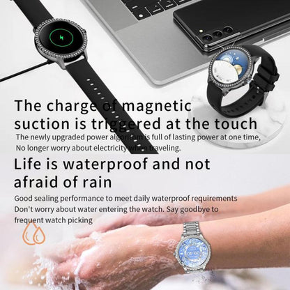 Bluetooth Calling AI Voice Assistant Life Waterproof Sports Smartwatch, Color: Silver Rough Steel Strap+Gray Silicone Strap by bashfashion