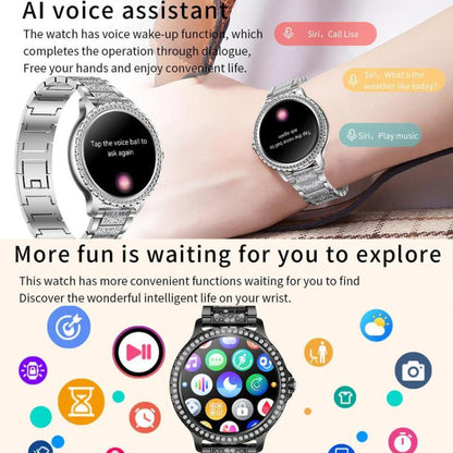 Bluetooth Calling AI Voice Assistant Life Waterproof Sports Smartwatch, Color: Gold Mesh Strap+Silicone Strap by bashfashion