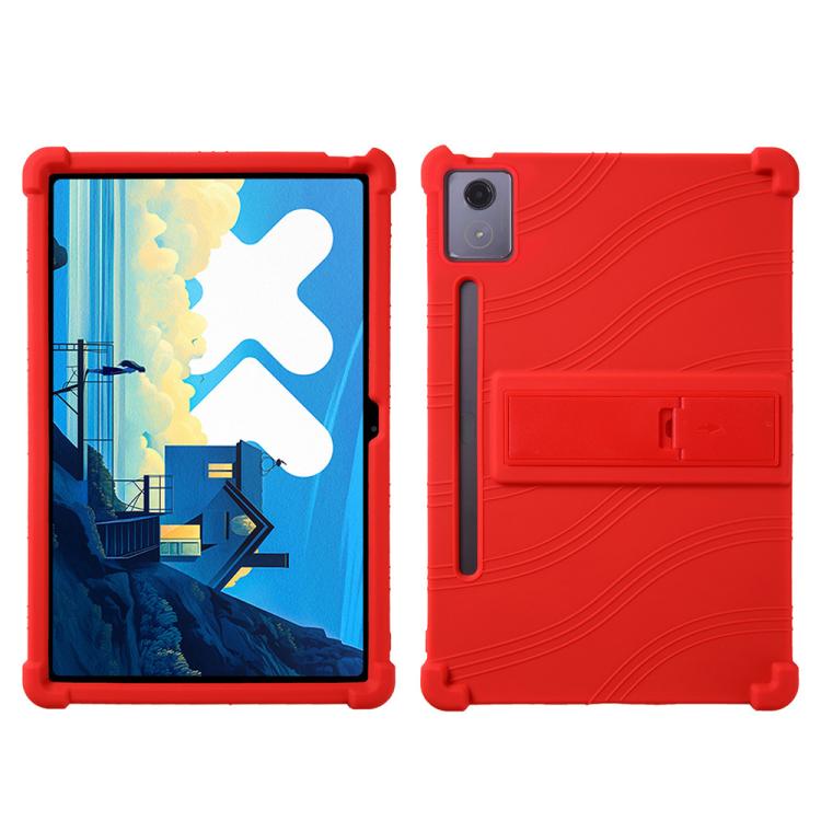 For Lenovo Idea Tab Pro Shockproof Silicone Tablet Protective Case With Holder(Red) by bashfashion