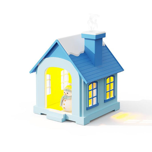 500ML Portable Mini Snow House Humidifier USB Desktop Snowman Colorful Ambient Light Air Humidifiers, Size: Rechargeable(Blue) by bashfashion
