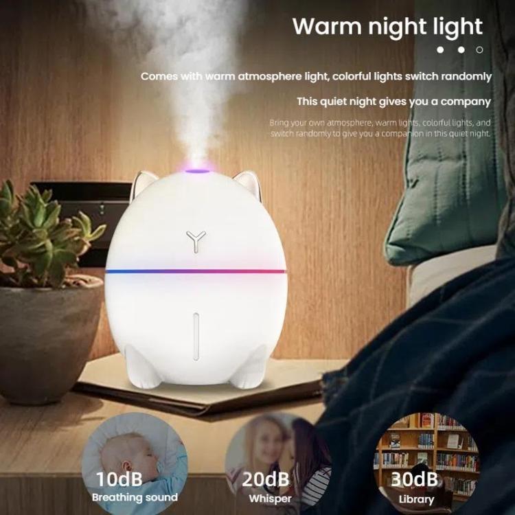 Cute Cats Portable Humidifier Mini USB Home Mute Bedroom Office Desktop Air Humidifier(White) by bashfashion