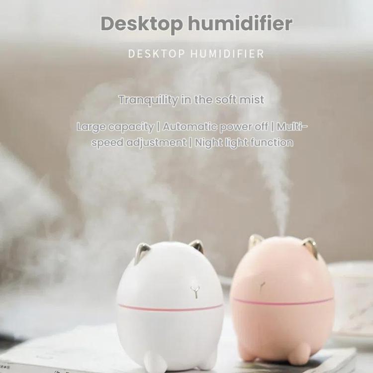 Cute Cats Portable Humidifier Mini USB Home Mute Bedroom Office Desktop Air Humidifier(White) by bashfashion