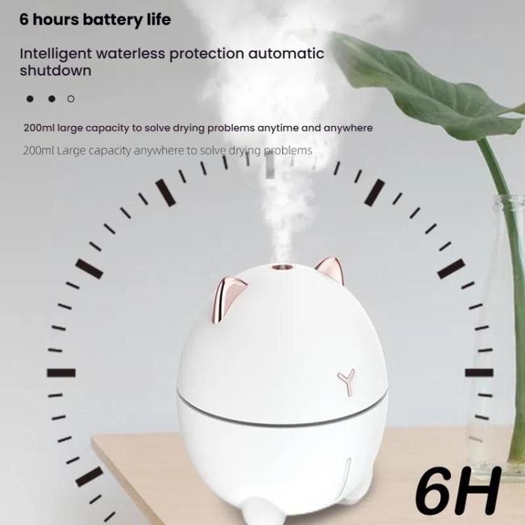 Cute Cats Portable Humidifier Mini USB Home Mute Bedroom Office Desktop Air Humidifier(White) by bashfashion