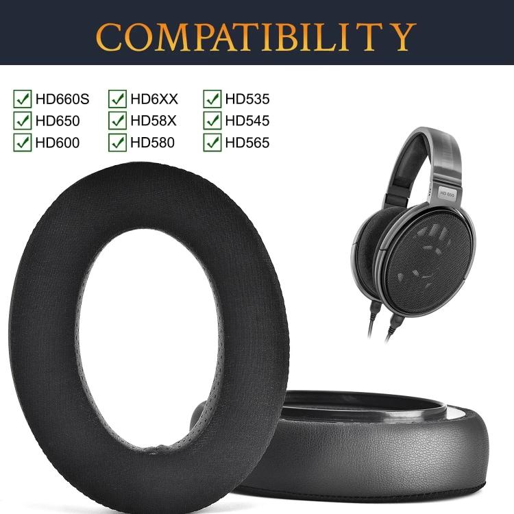 1pair Ice Feeling Earpads For Sennheiser HD650, HD660 S, HD600, HD580, HD565, HD545, HD535 Replacement Earmuffs(Black) by bashfashion
