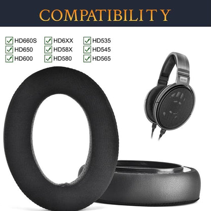 1pair Ice Feeling Earpads For Sennheiser HD650, HD660 S, HD600, HD580, HD565, HD545, HD535 Replacement Earmuffs(Black) by bashfashion