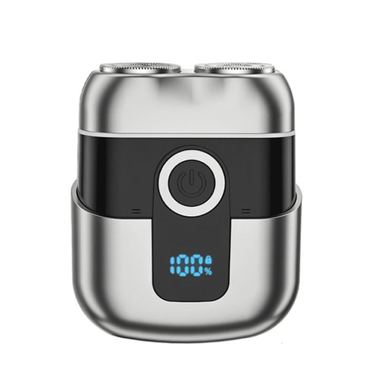 Portable Mini Dual Head Electric Shaver for Men - LCD Display, Floating Blades, Waterproof, USB-C Rechargeable(Gray) by bashfashion