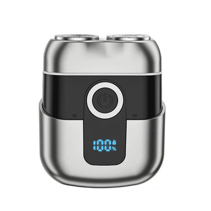 Portable Mini Dual Head Electric Shaver for Men - LCD Display, Floating Blades, Waterproof, USB-C Rechargeable(Gray) by bashfashion