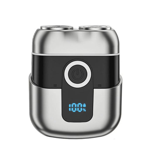 Portable Mini Dual Head Electric Shaver for Men - LCD Display, Floating Blades, Waterproof, USB-C Rechargeable(Gray) by bashfashion
