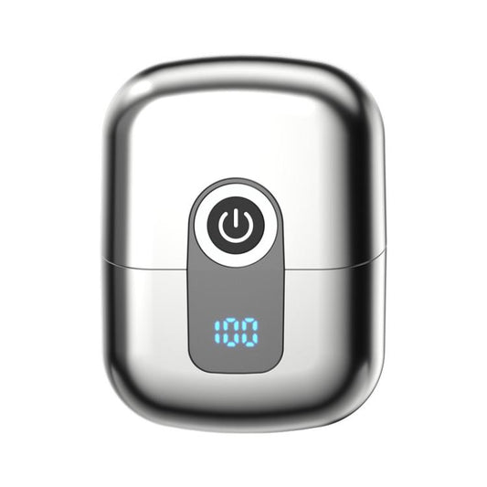 Portable Mini Dual Head Electric Shaver for Men - LCD Display, Floating Blades, Waterproof, USB-C Rechargeable(Silver) by bashfashion