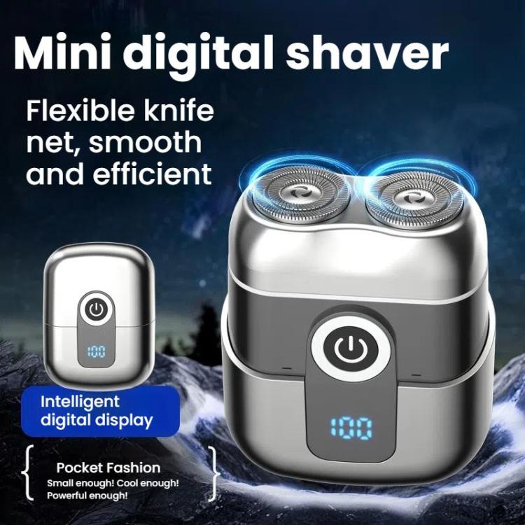 Portable Mini Dual Head Electric Shaver for Men - LCD Display, Floating Blades, Waterproof, USB-C Rechargeable(Gray) by bashfashion