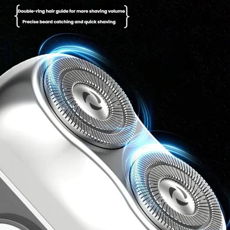 Portable Mini Dual Head Electric Shaver for Men - LCD Display, Floating Blades, Waterproof, USB-C Rechargeable(Silver) by bashfashion