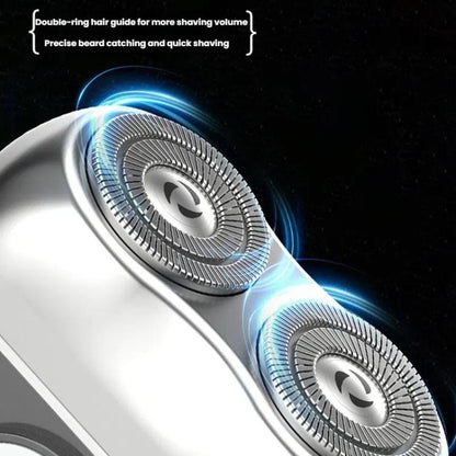 Portable Mini Dual Head Electric Shaver for Men - LCD Display, Floating Blades, Waterproof, USB-C Rechargeable(Silver) by bashfashion