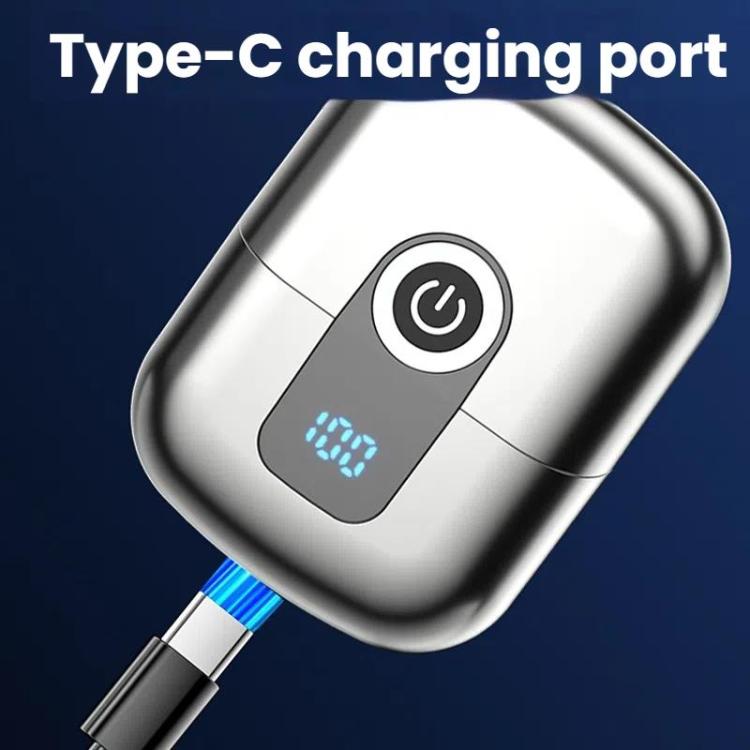 Portable Mini Dual Head Electric Shaver for Men - LCD Display, Floating Blades, Waterproof, USB-C Rechargeable(Gray) by bashfashion