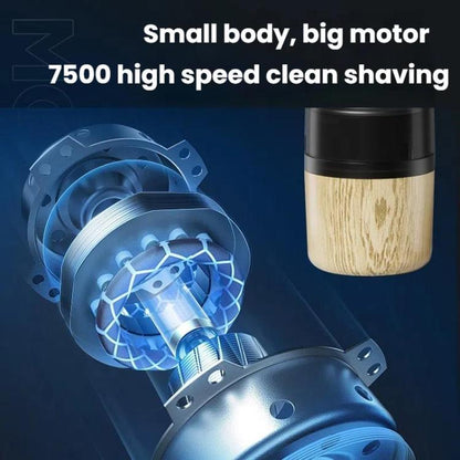 Wood Grain Electric Shaver Rechargeable Men Shaver with 6 Stainless Steel Blades, Waterproof Washable Head & High-Power Motor for Smooth Shaving 2207 by bashfashion