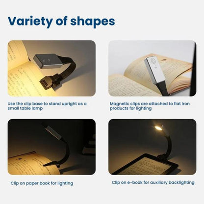 Portable Clip Book Lamp Mini Desk Lamp Learning Reading Rechargeable Clip Bookmark Light(Magnetic Dual Clip Set) by bashfashion