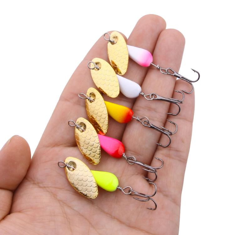 5colors / Box HENGJIA Single Hook Sequins Road Runner Bait Fishing False Lures(6CM-6.8G) by HENGJIA