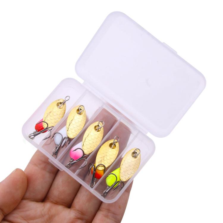 5colors / Box HENGJIA Single Hook Sequins Road Runner Bait Fishing False Lures(6CM-6.8G) by HENGJIA