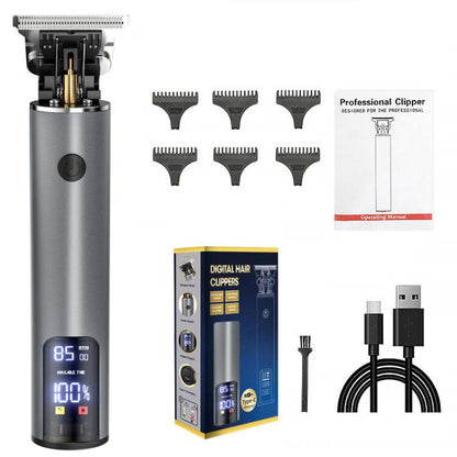 Rechargeable Haircut Kit Hair Clippers For Men - Zero Blade Trimmer For Vintage Oil Head & Bald Head Styles(Dark Metallic Gray) by bashfashion