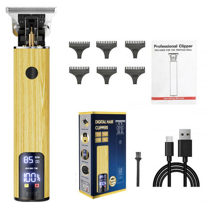 Rechargeable Haircut Kit Hair Clippers For Men - Zero Blade Trimmer For Vintage Oil Head & Bald Head Styles(Wood Grain) by bashfashion